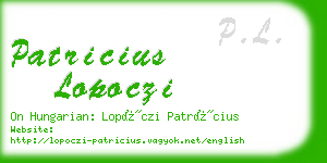 patricius lopoczi business card